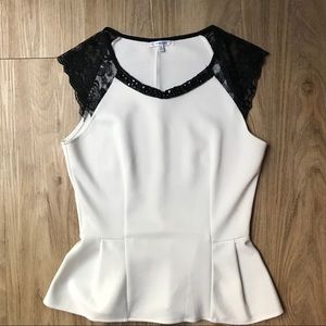 Sequined collar peplum top